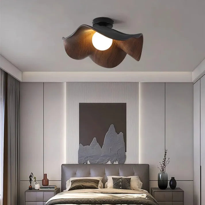Nordic Wooden Lotus Resin Ceiling Light | Modern Lighting Fixtures | Homereum