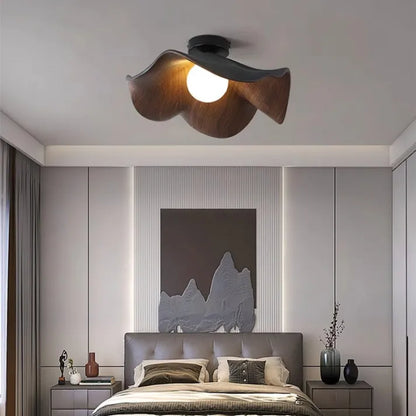 Nordic Wooden Lotus Resin Ceiling Light | Modern Lighting Fixtures | Homereum