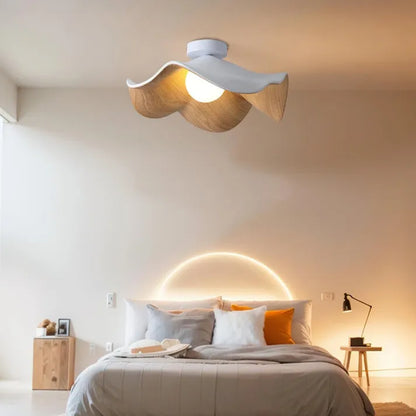 Nordic Wooden Lotus Resin Ceiling Light | Modern Lighting Fixtures | Homereum