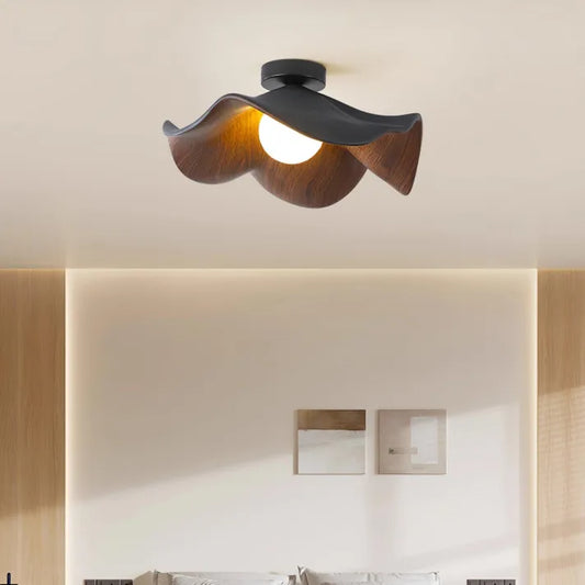 Nordic Wooden Lotus Resin Ceiling Light | Modern Lighting Fixtures | Homereum