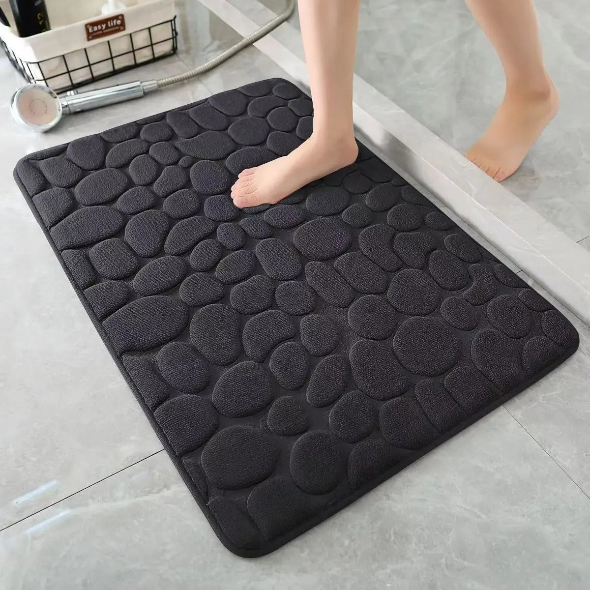 Quick Absorbent 3D Anti Slip Bath Mat - Black - Homereum